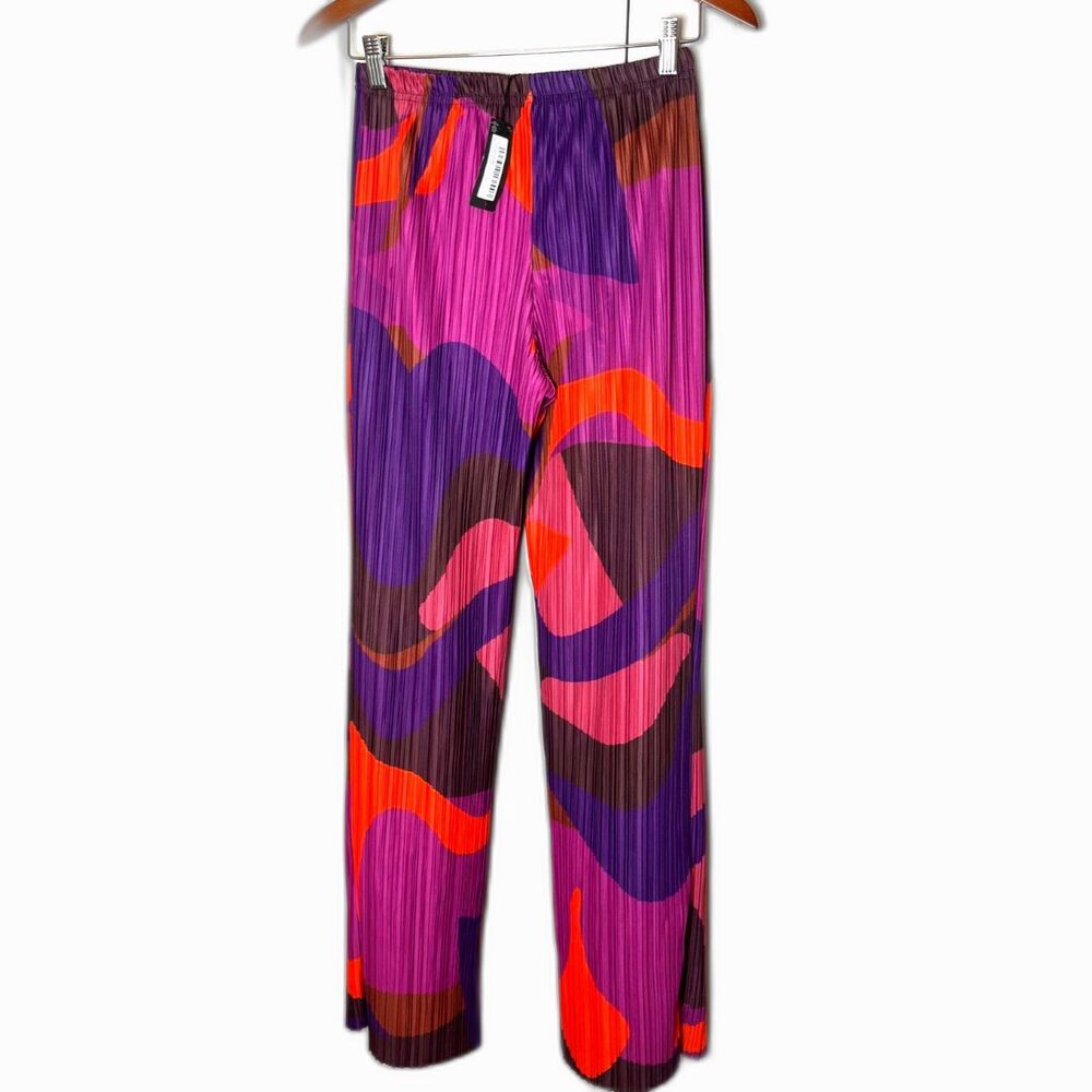 NWT Pretty Little Thing Pink Plisse High Waist Wide Loose Leg Pants Sz 6 - Picture 6 of 7